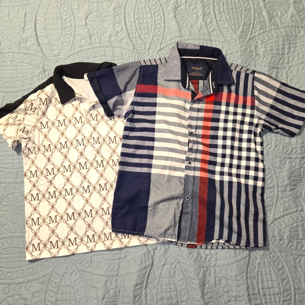 Boy's 7 Stylish Kids' Patterned Shirts - Blue and White - Nomad & Shein